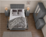Storage Grey Bedroom Furniture Set - 3 Door Wardrobe with Drawer Bed, Bed Side tables & Chest of drawers - Image 5