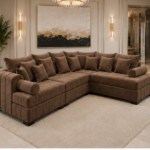 Lilly Brown 5 Seater Corner Sofa - Lilly Elegant Corner Sofa
