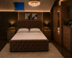 Elegant Upholstered Bed Room Set with Matching Storage Furniture