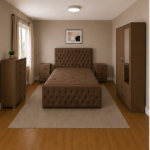 Elegant Upholstered Bed with 2 Door Wardrobe and Chest of Drawers - Image 5