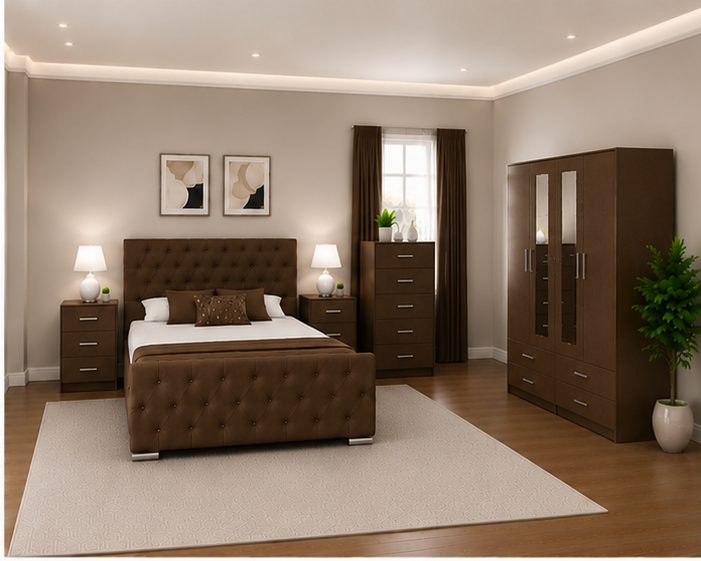 brown_corner_view Premium Bedroom Furniture Set - Elegant & Functional Design - Create Your Dream Space Luxury Bedroom Furniture - Image 1