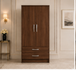 Premium 2 Door Wardrobe with Hanging Rail with walnut colors wardrobe - Stylish Two Door Storage Wardrobe - Image 5