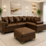 4 seater sofa for spacious homes - Lilly 4 seater brown colour sofa