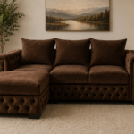 Rustic Charm L-Shape Lounger - Mocha Haven Sectional Sofa