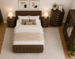 Luxury King Size Bed Suite - Four Door Wardrobe With Full Length Mirror And Bottom Drawers - Chest of Five Drawers - Two Bedside Tables - Image 2