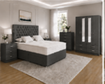 Family Charcoal Bedroom Set - Spacious Wardrobe, Chest & Side Tables