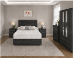 Stylish Charcoal Color Bedroom Collection with 4 Door Wardrobe - Bedside Cabinets, Chest of Drawers - Image 2