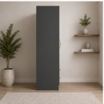 Bedroom Storage Wardrobe with Half Mirror Design - Smart Storage Two Door Wardrobe with Mirrors - Image 4