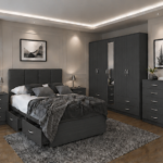 Modern Charcoal Bedroom Suite - Chest of Drawers, Bed Side Tables and Wardrobe Included