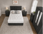 Stylish Charcoal Color Bedroom Collection with 4 Door Wardrobe - Bedside Cabinets, Chest of Drawers - Image 4