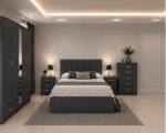 Premium Bedroom Suite with 5 Door Wardrobe, Bedside Tables and Bed