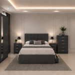 Premium Bedroom Suite with 5 Door Wardrobe, Bedside Tables and Bed