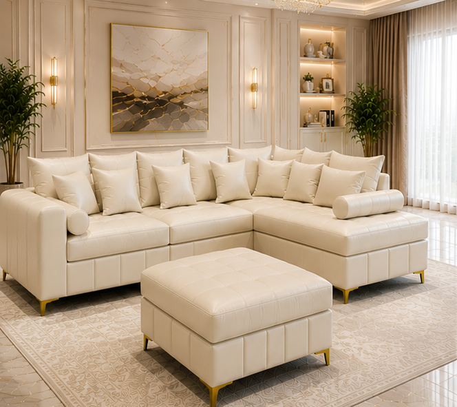 cream_beautiful_front_left Lilly high quality 4 seater sofa - Lilly sofa cream colour sofa - Luxury Lilly 4 Seater Sofa - Image 1