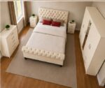 Luxury Double Bed Furniture Set - Five Door Wardrobe With One Mirror And Four Bottom Drawers - Chest of Five Drawers With Two Bed Side Tables - Image 2