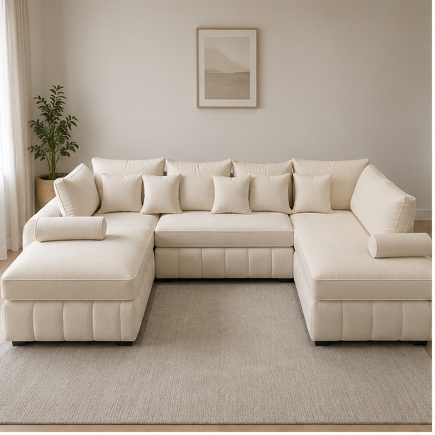 cream_home_front_view Lilly Luxury U Shape Corner Sofa – Elegant Family Seating - Image 1