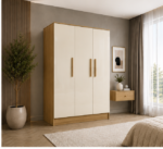 Stylish 3 Door Wardrobe with Hanging Space and Shelves - Premium 3 Door Wooden Wardrobe - Image 2