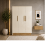 Stylish 3 Door Wardrobe with Hanging Space and Shelves - Premium 3 Door Wooden Wardrobe - Image 5