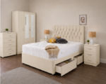 Luxury Cream Color Bedroom Collection - Wardrobe, Chest Drawers & Storage Bed - Image 2