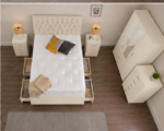 Luxury Cream Color Bedroom Collection - Wardrobe, Chest Drawers & Storage Bed - Image 3