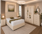 Premium Luxury Bedroom Collection – Bed, 4 Door Wardrobe & Drawers