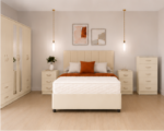 Contemporary King Size Bedroom Bundle – Storage Bed Frame – 6 Door Wardrobe – Chest of 5 Drawers – 2 Side Cabinets - Image 2