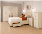 Contemporary King Size Bedroom Bundle – Storage Bed Frame – 6 Door Wardrobe – Chest of 5 Drawers – 2 Side Cabinets - Image 3