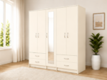 Modern Family 5 Door Wardrobe Organizer - Large Capacity 5 Door Wardrobe with Mirror