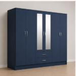 Premium 6 Door Wardrobe with 2 Mirror and 2 Storage Drawers - 6 Door Wardrobe with Mirrors - Image 4