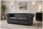 Deep Tufted Chesterfield Sofa for Small Living Spaces with dark grey colours - Image 2
