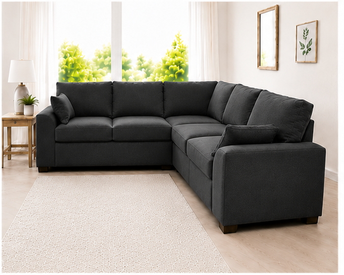 Dark Grey Sofa - Dylan 5-Seater L-Shaped Corner Sofa