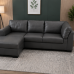 Dark Grey 4 Seater Leather Sofa - Elegant 4 Corner Seater