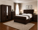 Premium 5 Door Wardrobe Set with Bed -Storage Furniture - Image 5