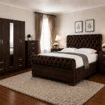 Premium 5 Door Wardrobe Set with Bed -Storage Furniture