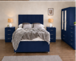 Unique Blue Color Bedroom Furniture Package | Mirror Wardrobe & Storage Bed Set - Image 3