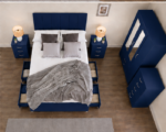 Unique Blue Color Bedroom Furniture Package | Mirror Wardrobe & Storage Bed Set - Image 2