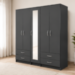 Large Capacity 5 Door Wardrobe with Mirror - Premium Storage 5 Door Wardrobe