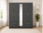 Large Capacity 5 Door Wardrobe with Mirror - Premium Storage 5 Door Wardrobe - Image 2