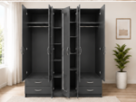Large Capacity 5 Door Wardrobe with Mirror - Premium Storage 5 Door Wardrobe - Image 3