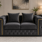 Midnight Velvet Tufted Loveseat - Onyx Luxe Accent Sofa