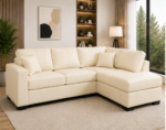 4 Seater Corner Sofa - Dylan Stylish Lounge Sofa – Beige Elegant 4 Seater Leather Sofa - Image 3