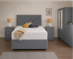 3 Door Grey Wardrobe Bedroom Set - Storage Bed, Chest & Bedside Tables - Image 3