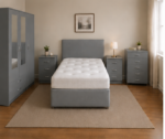 3 Door Mirror Grey Wardrobe Bedroom Set - Chest of Drawers & Bedside Tables - Image 3
