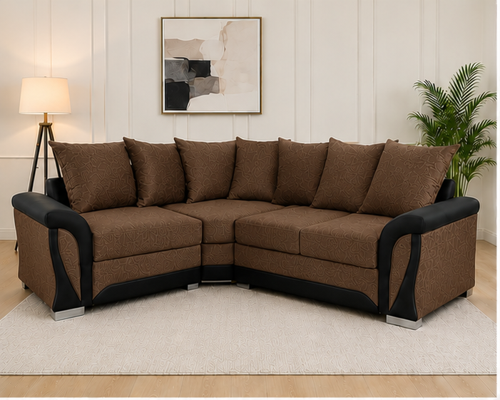 front_brown_sofa Shanon Corner Sofa – Modern 4 Seater Sectional - Shanon 4 Seater Sofa - Image 1