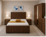 Modern King Size Bedroom Set - with Five Door Wardrobe With Four Drawer - Chest of Five Drawers With Two Bed Side Table - Image 5