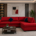 Dylan 4 Seater L-Shape Corner Sofa - Red Luxury 4 Seater Leather Sofa