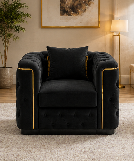 front_view (1) Modern Chesterfield Single Seater Sofa - Luxury Chesterfield Accent Chair - Image 1