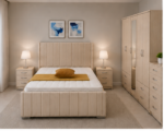 Premium Beige Bedroom Set - Full Mirror Wardrobe & Spacious Chest of Drawers - Image 3