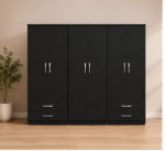 Full Size Six Door Black Wardrobe - Modern Bedroom 6 Door Wardrobe - Image 3