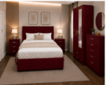 Stylish Bedroom Set - Upholstered Bed, Wardrobe & Side Tables - Image 3