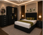 Modern Luxury 3 Door Wardrobe Bedroom Set - Chest of Drawers and Side Tables - Image 2